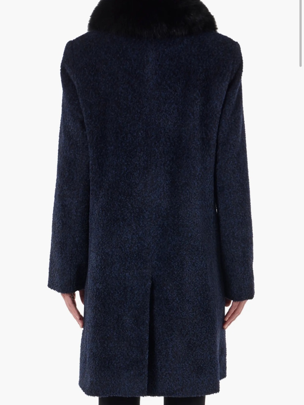 Sofia Cashmere Women's Navy Faux-Fur Collar Wool-Blend Coat - Picture 2 of 9